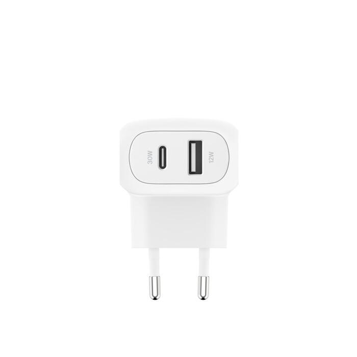 Belkin BoostCharge Ladegerät mit zwei Anschlüssen 42 W, weiß Belkin BoostCharge Ladegerät mit zwei Anschlüssen 42 W, weiß